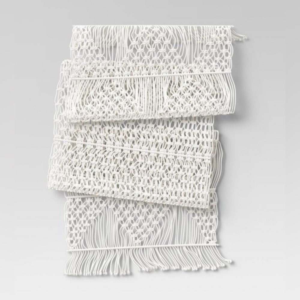 ‼️RARE‼️🎸OPALHOUSE🎸🔥NWT🔥Cotton Macrame Runner in white -72x14 - Picture 2 of 16